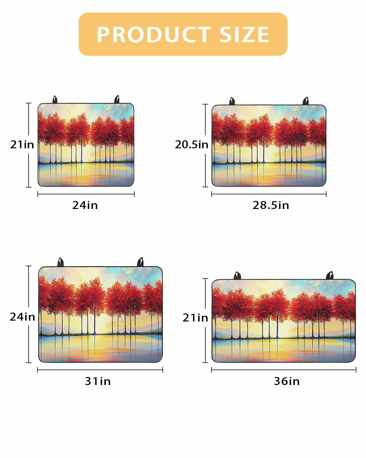 nqOlkjepod Large Induction Cooktop Protector Mat 24"x21", Red Trees Stove Top Covers for Electric Stove, Orange Blue Sunrise Reflection Retro Art Stove Burner Cover Mats, Glass Top Stove Cover