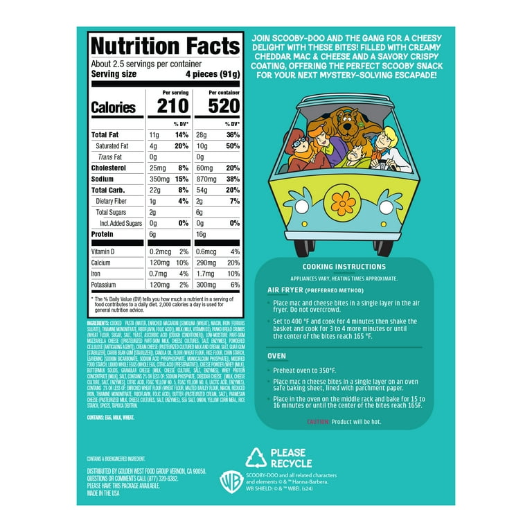 Scooby-Doo Mac and Cheese Bites, 8 oz Box (Frozen)