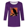 thumbnail image 4 of Raeneomay 3/4 Length Sleeve Womens Tops Women's Independence Day Round Neck T-Shirt Loose Top, 4 of 5