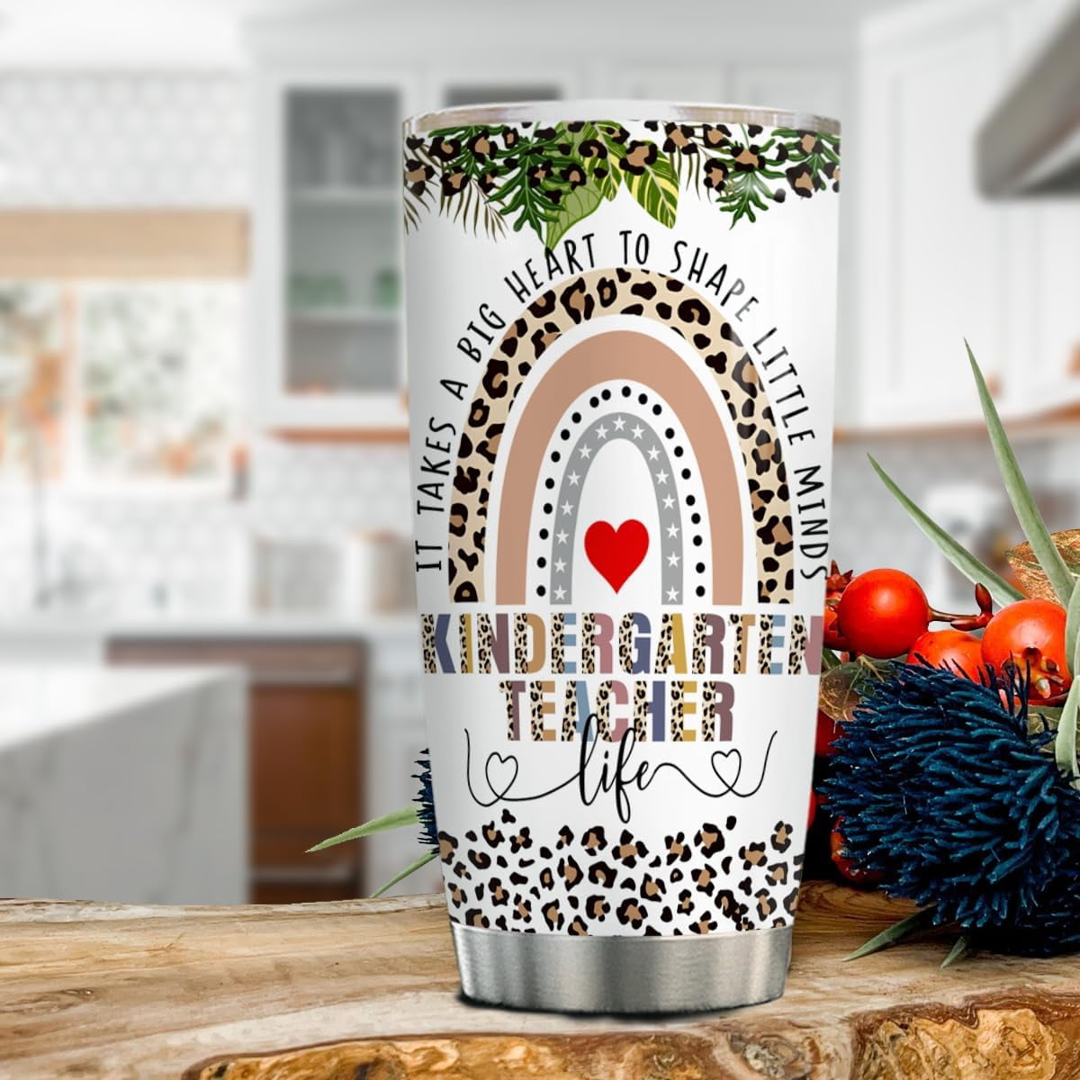 Kindergarten Teacher Appreciation 20 Oz Tumbler - Must-Have Supplies for Kinder Teachers, Best Christmas Funny Gift From Students