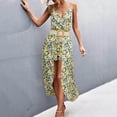 thumbnail image 5 of IROINNID Women's V-Neck A-Line Dress Fashion Casual Flowers Printed Sling Sleeveless Irregular Large Hem Culottes Knee-Length Dress, 5 of 9