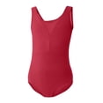 thumbnail image 6 of Girls Dance Leotard Sleeveless Ballet Gymnastics Leotard for Kids Breathable Nylon Spandex Stretchy Mesh V-Neck Tank Top Red,Size 11-12 T, 6 of 6
