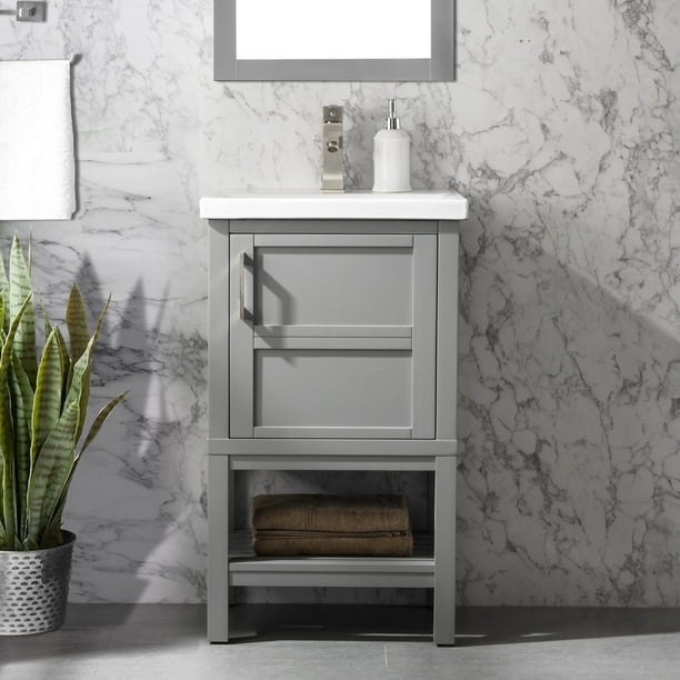 Bailey 20" Single Bathroom Vanity with Porcelain Top Gray