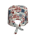 thumbnail image 2 of Kdxio Patchwork In Country Style Pattern Turban Hat for Women Men Comfortable Adjustable Cleaning Working Cap with Sweatband, 2 of 8