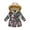 grey, variant on HYwys Winter Coat for Girls Hooded Floral Print Kids Warm Cotton Parka