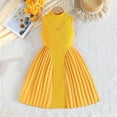 thumbnail image 6 of Kids Girls Summer Dress Sleeveless Turtleneck with Necklace, Yellow A-Line Pleated Party and Casual Dress, Fit and Flare for Kids 2T-8 Years,Size 2-3 T, 6 of 8
