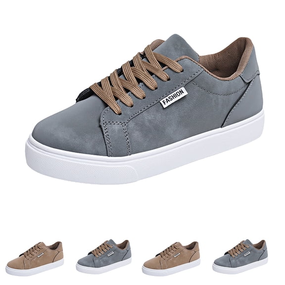 LNZGNM Womens Sneakers Solid Round Toe Low Top Lace Up Lightweight Breathable Sneakers Relaxed Casual Outing,Gray(40)
