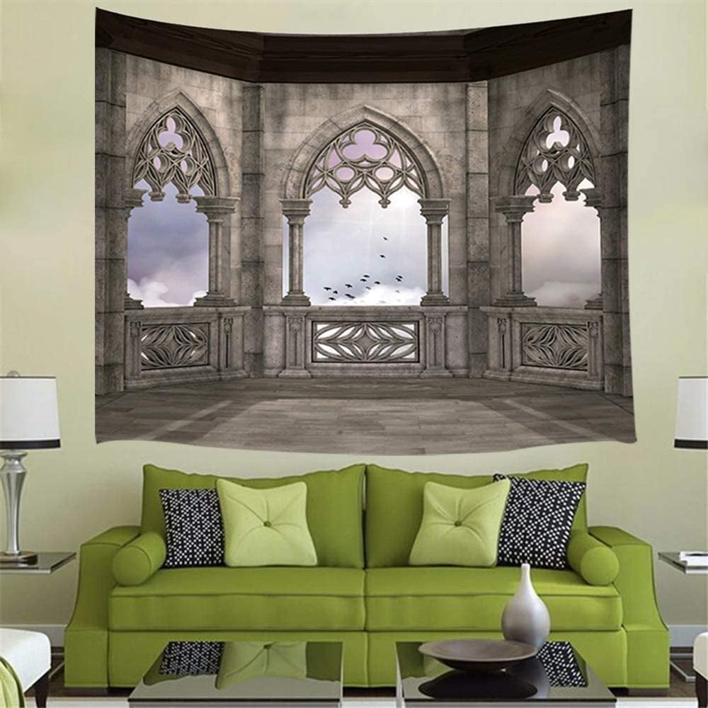 Medieval Stone Balcony Bedroom Living Room Dorm Wall Hanging Tapestry Beach 