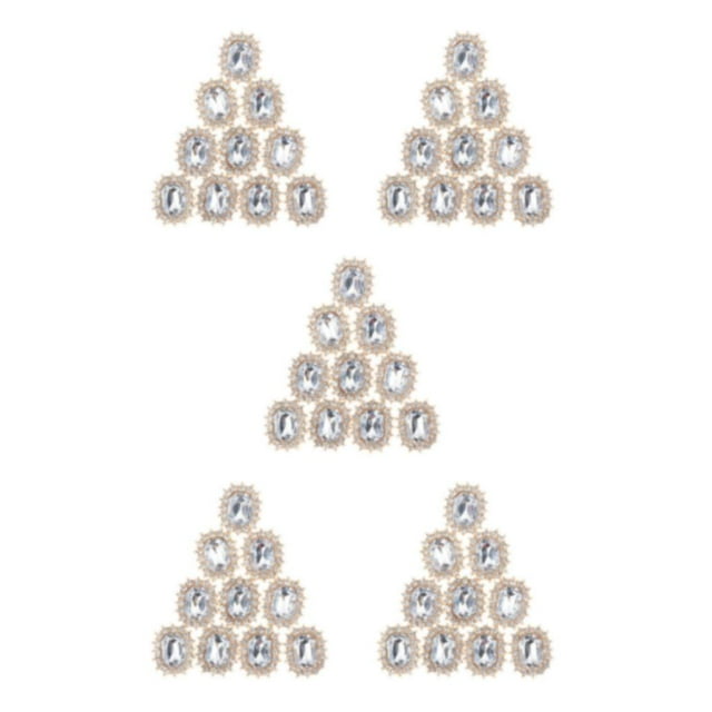 kurtrusly Shimmering Rhinestone Buttons for Clothing Embellishments and Wedding Décor Silver 2.1 x 1.7cm 5Set