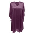 thumbnail image 5 of QHFBli Robe Mini Pailletée pour Femmes Col Montant Manches Cape Cocktail Scintillante Élégante Robes Invité de Mariage Soirée, 5 of 5