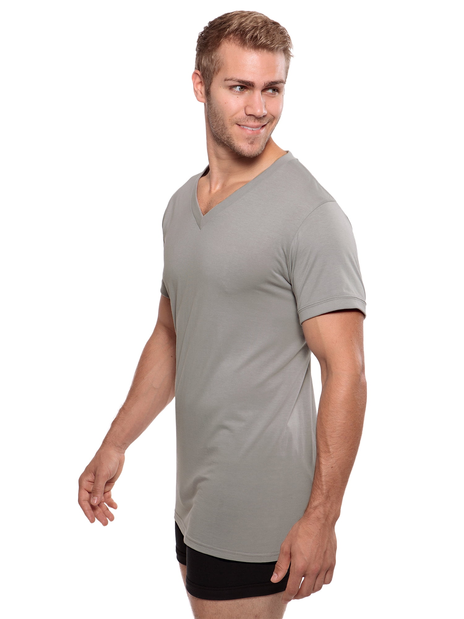 Meio, Black, LT Comfortable Shirt Texere Mens V-Neck 2 Pack Undershirt