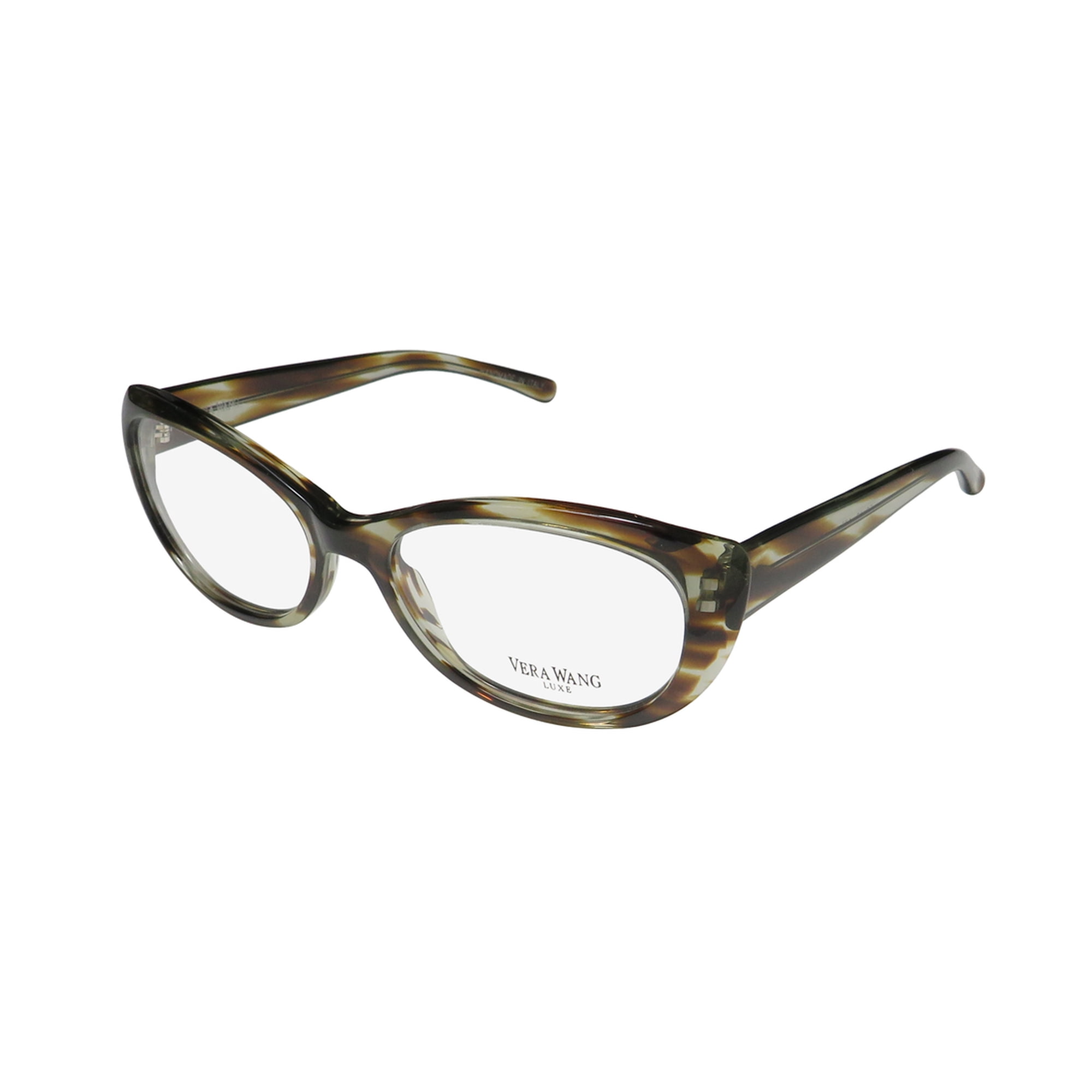 NEW VERA WANG LUXE NATHALIE WOMENS/LADIES DESIGNER FULL-RIM KHAKI TORTOISE FRAME DEMO LENSES 56-16-135 EYEGLASSES/EYEWEAR