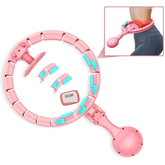 Toptry Non-Fall Exercise Hoola-Hoop with 24 Sections Detachable Knots and Spinning Ball, Auto Count and Size Adjustable Freely