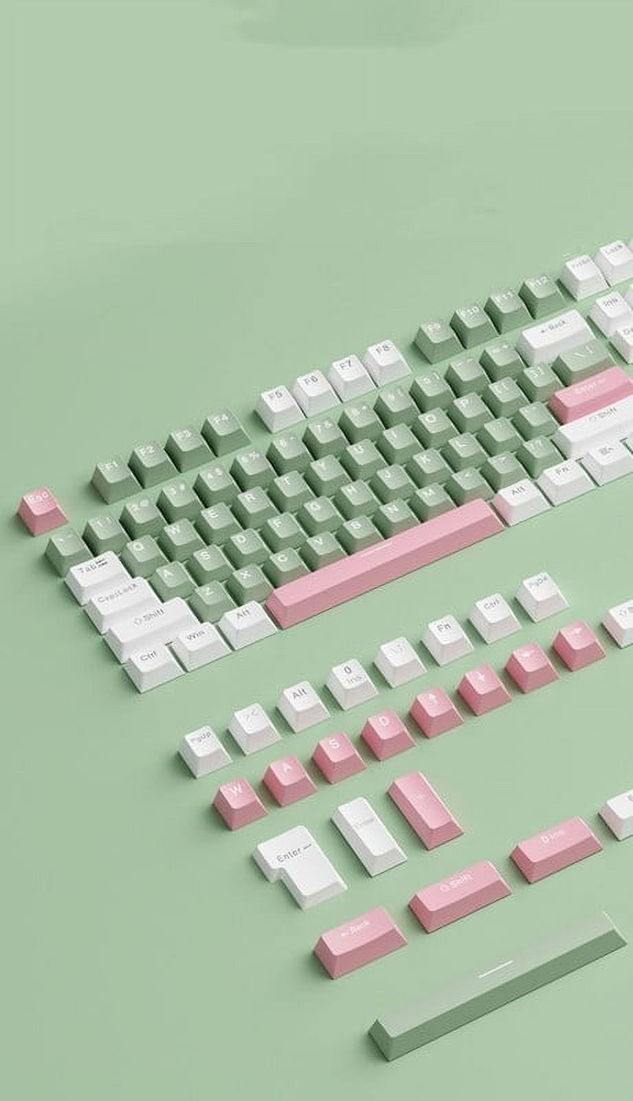 New 134 keys Lotus PBT OEM keycaps ersonalized girls Key cap set green White pink for MX switch gaming mechanical keyboard