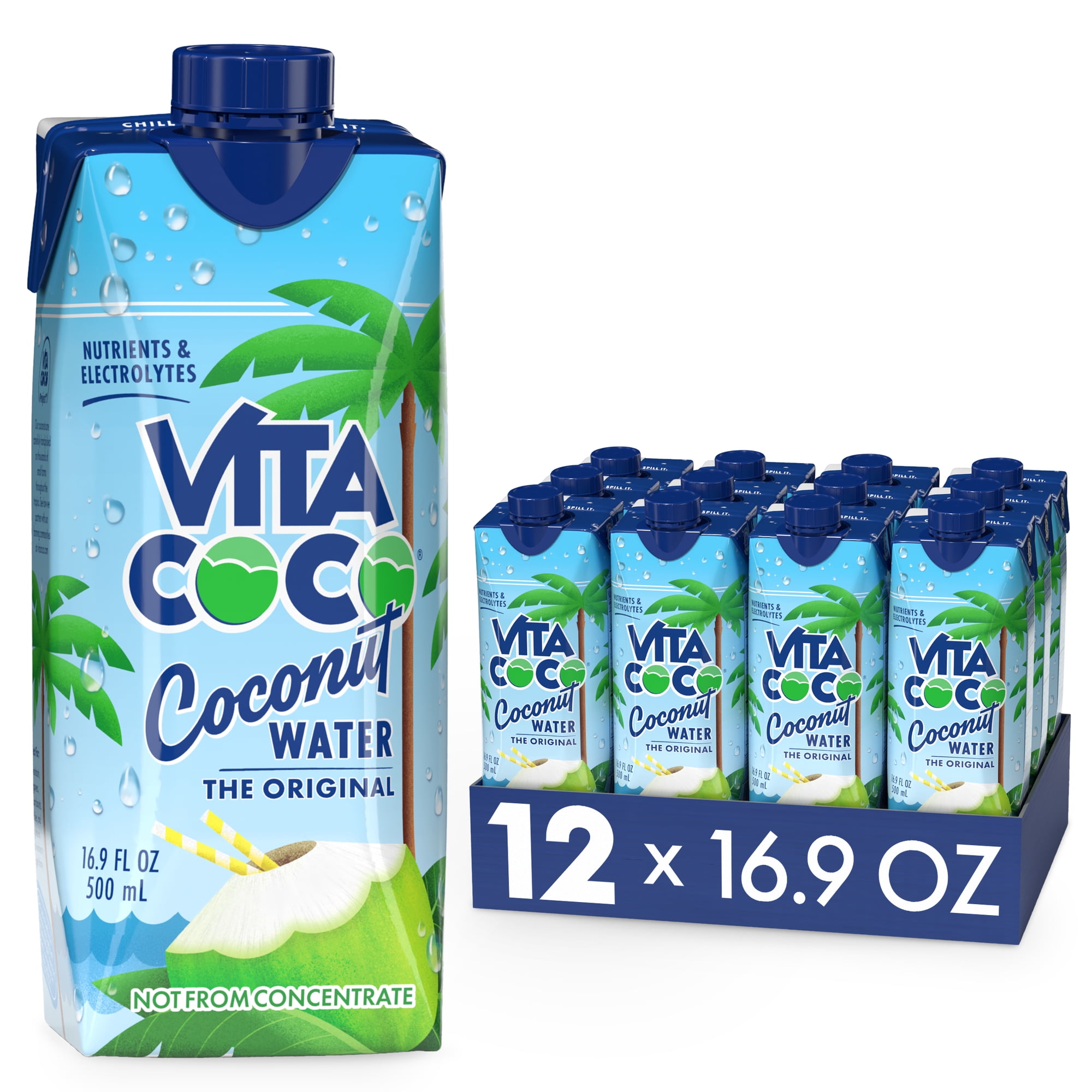 Vita Coco Coconut Water, Original, 16.9 fl oz (Pack of 12)