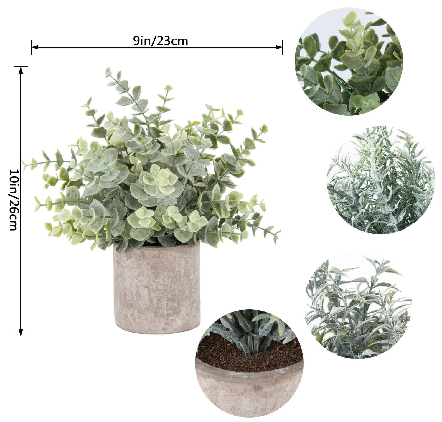 Der Rose 4 Packs Fake Plants Mini Artificial Greenery Potted Plants for  Home Decor Indoor Office Table Room Farmhouse
