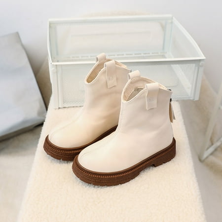 

TOWED22 Toddler Winter Boots Baby Girl Cowboy Tassel Boots Side Zipper Non Slip Stay On Booties Infant Toddler First Walker Warm Winter Crib Shoes 3-18 Months White