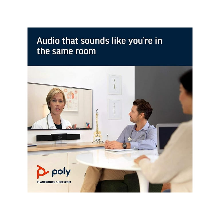 Medium (Polycom) Poly - Autoframing Camera, Certified - Rooms Tracking, Teams/Zoom Speaker Studio Video Conference & System AI, Bar USB 4K Presenter - Small for Conference and - NoiseBlock Microphone,