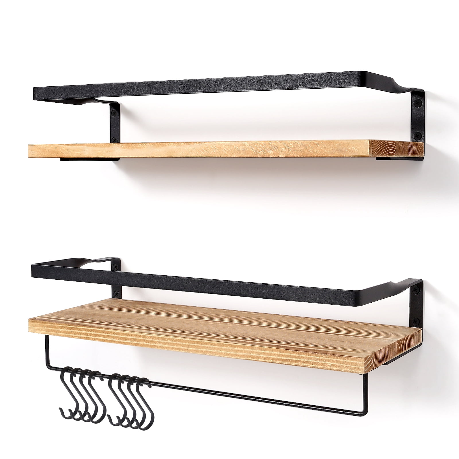 Uten Floating Shelves, Floating Shelf Decor Rustic Wall Shelving, Light Brown, Set of 2