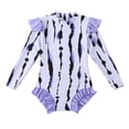 thumbnail image 6 of Cowsor 2-12 Years Girls One Piece Swimsuit Purple Stripe Print Long Flutter Sleeve Training Style Comfortable Modest Swimwear for Pool, 6 of 6