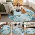 thumbnail image 5 of Coastal Turtle Round Area Rug 5Ft Washable Circle Rugs for Living Room Bedroom, Nautical Eucalyptus Leaves Coral Seaweed Non-Slip Carpet Floor Mats Indoor Outdoor Carpet Runner Aesthetic Home Decor, 5 of 8
