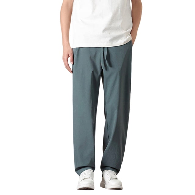 Zszcpp Jogging Pants For Men Solid Colour Comfort Elastic Waist Style Loose Straight Basic Lounge Trousers Casual Trouser
