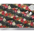 thumbnail image 3 of Soimoi Black Rayon Fabric Leaves & Ranunculus Floral Print Fabric by the Yard 42 Inch Wide, 3 of 3