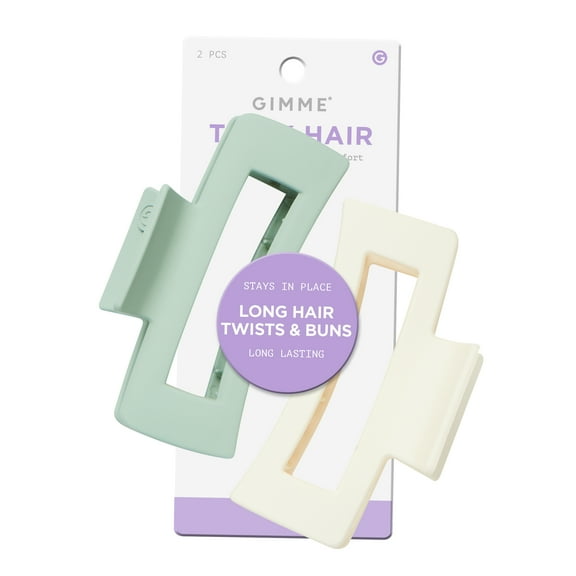 Gimme Beauty Claw Clip, Thick Rectangle, Green/Sand, 2 Count