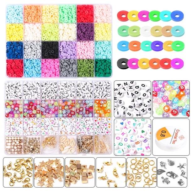 Juego de cuentas para hacer pulseras, cuentas sueltas de letras mixtas coloridas, conjunto de joyería DIY