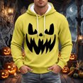 thumbnail image 3 of Halloween Hoodies for Men Long Sleeve Casual Funny Pumpkin Face Graphic Hoodie Waffle Pullover Sweatshirt, 3 of 6