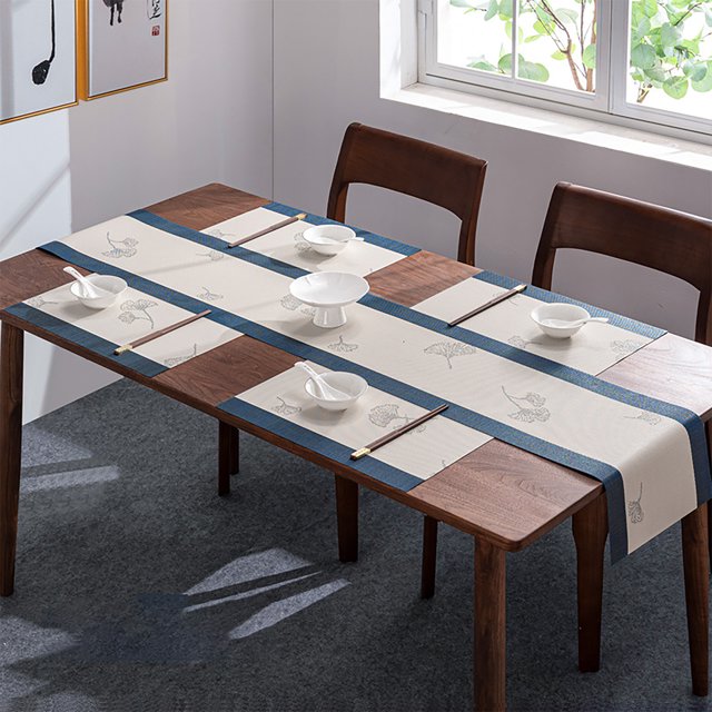 PVC Placemats Set Of 4 And Table Runner,Easy To Clean Quick Dry Durable