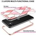 thumbnail image 2 of iPhone 12 iPhone 12 PRO 6.1" 2020 A2172 A2402 A2341 A2406 A2404 A2403 A2408 A2407 Shockproof Dual Layer 3D Printed Cover with Rose Gold Grid TPU Back Case - Pink Marble, 2 of 5