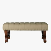 HomePop Carolina Decorative Tufted Bench With Nailhead Trim, Natural
