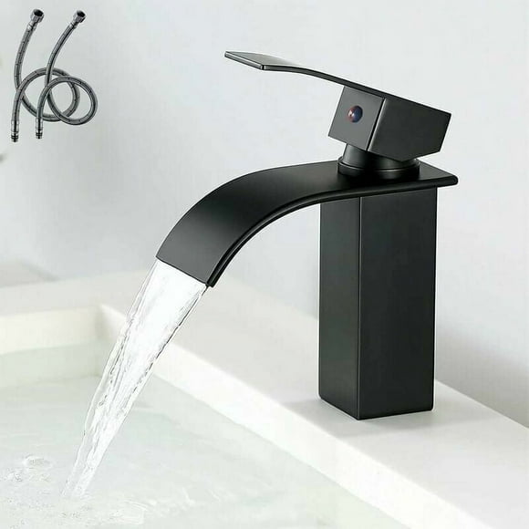 Waterfall Water Flow Faucet, Easy Installation, US-standard Fittings, Matte Black Finish, Elegant Addition to Any Bathroom Sink Area