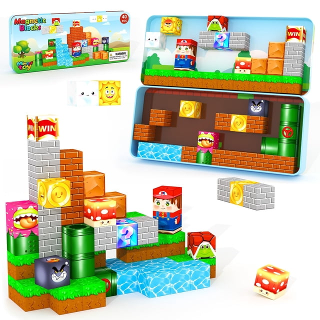 Set de Bloques Magnéticos Mini Minecftoy para Viaje para Niños 40 piezas