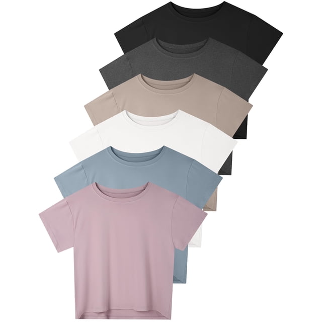 Dalavch Top corto para mujer, paquete de 6, holgado, talla grande