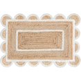 thumbnail image 1 of Shree Exports Hand Woven Farmhouse Jute Area Scalloped Rug (White, 2x3 Feet), 1 of 7
