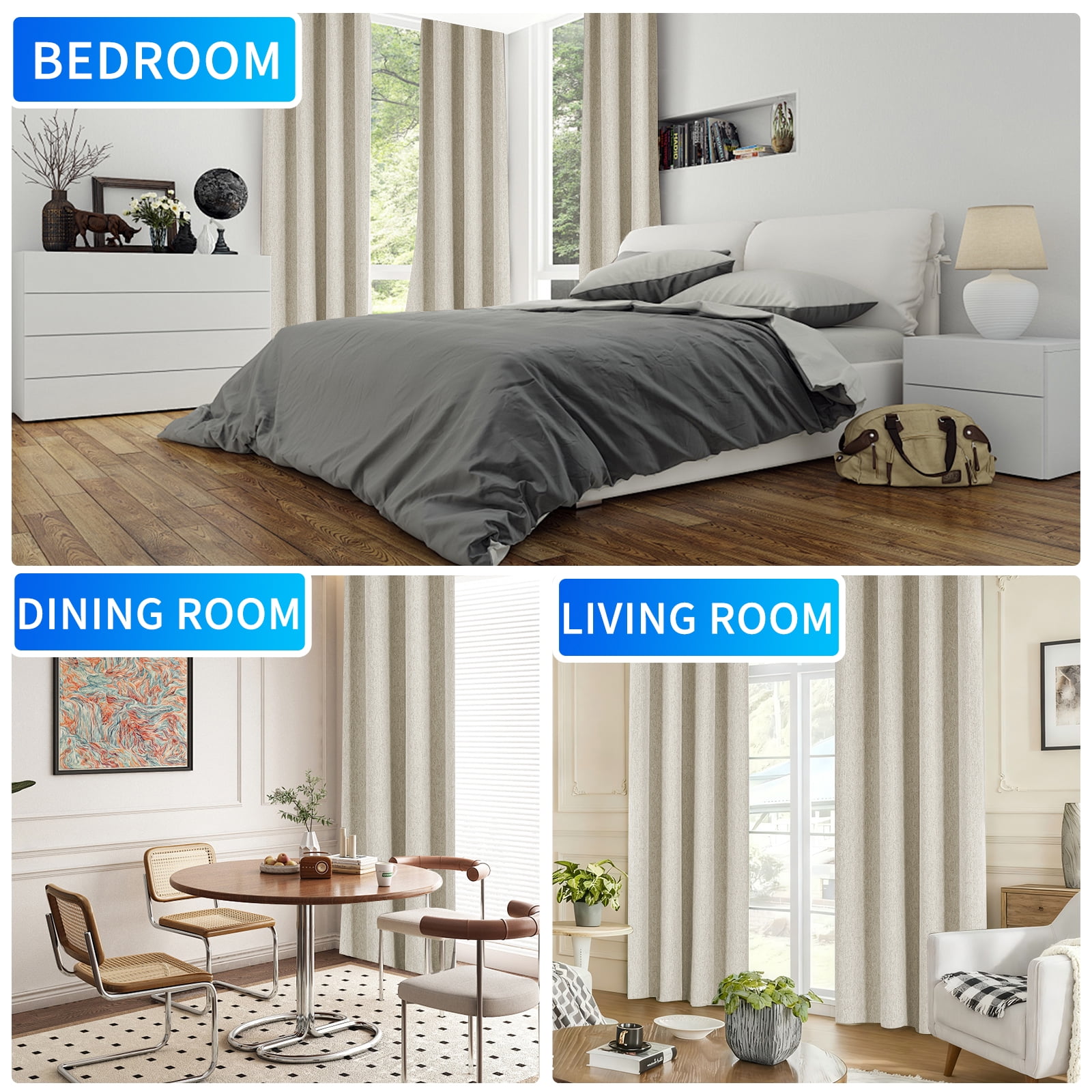 JIATER Blackout Curtains,Blackout Curtains Set of 2 for Bedroom Living Room 52 x 72 in,Thermal Insulated Room Darkening Drapes with Grommet,Beige