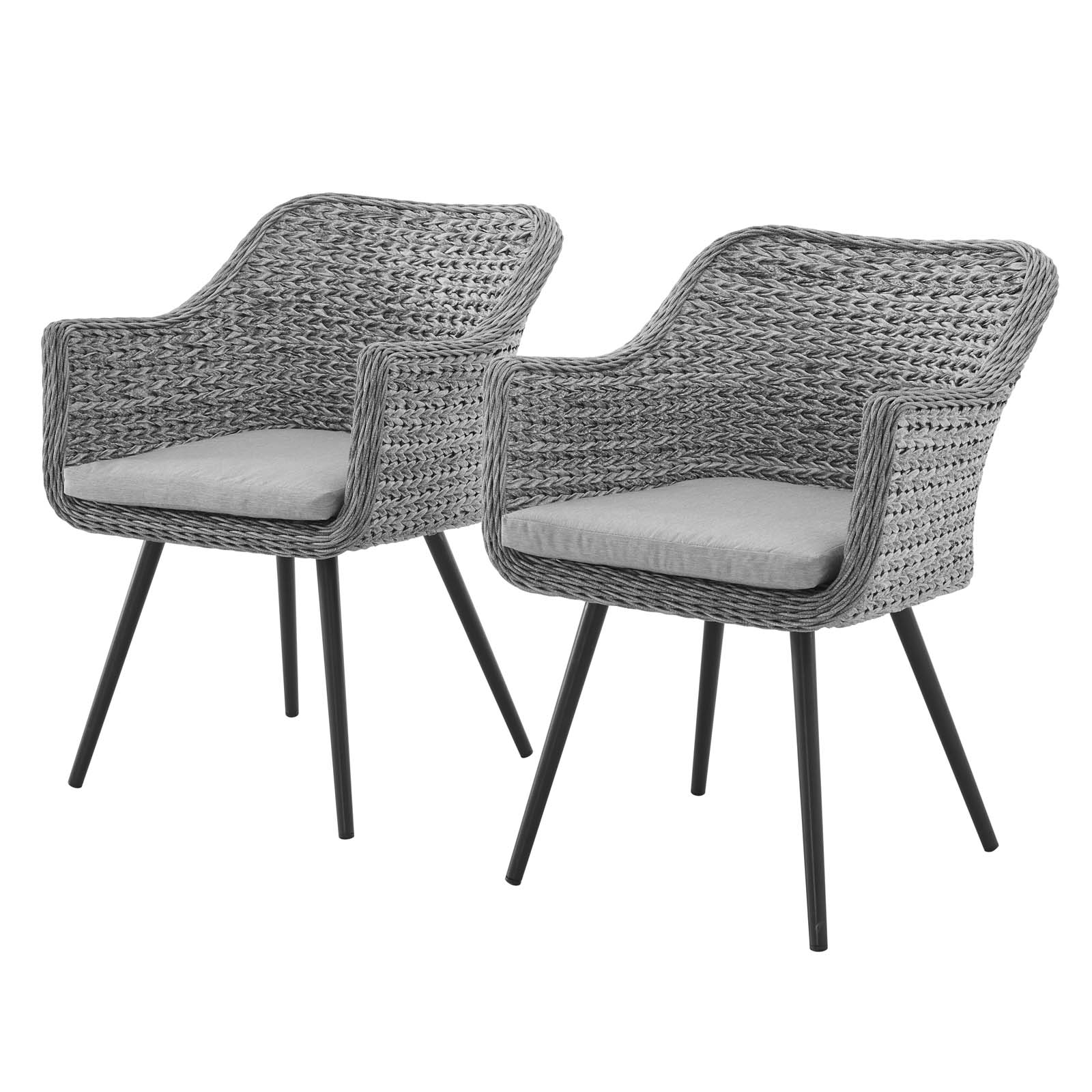 Modern Contemporary Urban Design Outdoor Patio Balcony Garden Furniture Lounge Chair Armchair, Set of Two, Rattan Wicker, Grey Gray - image 1 of 6