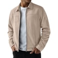 thumbnail image 7 of WIZUTIZ Suede Jacket For Men Zip Up Long Sleeve Fold Collar Work Jacket Casual Fall Winter Coat With Pockets Black Blue White, 7 of 7