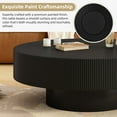 thumbnail image 6 of Euroco Elegant Easy Assembly Round Coffee Table with 6.8" Thick Tabletop, Modern Drum End Table, Minimalist Fluted Center Table with Sturdy Base for Living Room, Black, 31.5"W*13.7"H, 6 of 15