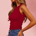 thumbnail image 4 of Women's Tank Top Sleeveless High Neck Ribbed Knitted Slim Fit Top Side Fold Basic T Shirt, 4 of 7