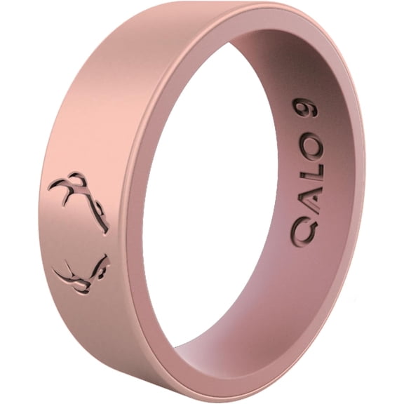 QALO Women's Rose Gold and Mauve Antler Strata Silicone Ring – Durable Wedding Bands with Flexible Comfortable Fit – Skin-Friendly and Lightweight Design – Size 08
