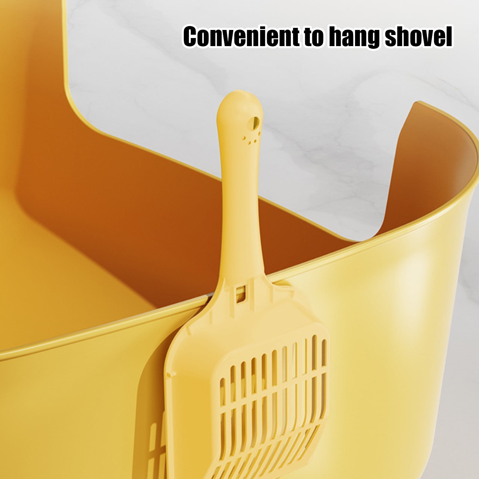 SHENGXINY 1PCS Cat Litter Boxes, Large Cats Litter Box, Banding Out Proof Spillage Proof Cats Litter Box ,Pet Supplies, Fully Open One Pieces Litter Tray Yellow 15.75x11.42x5.71 in