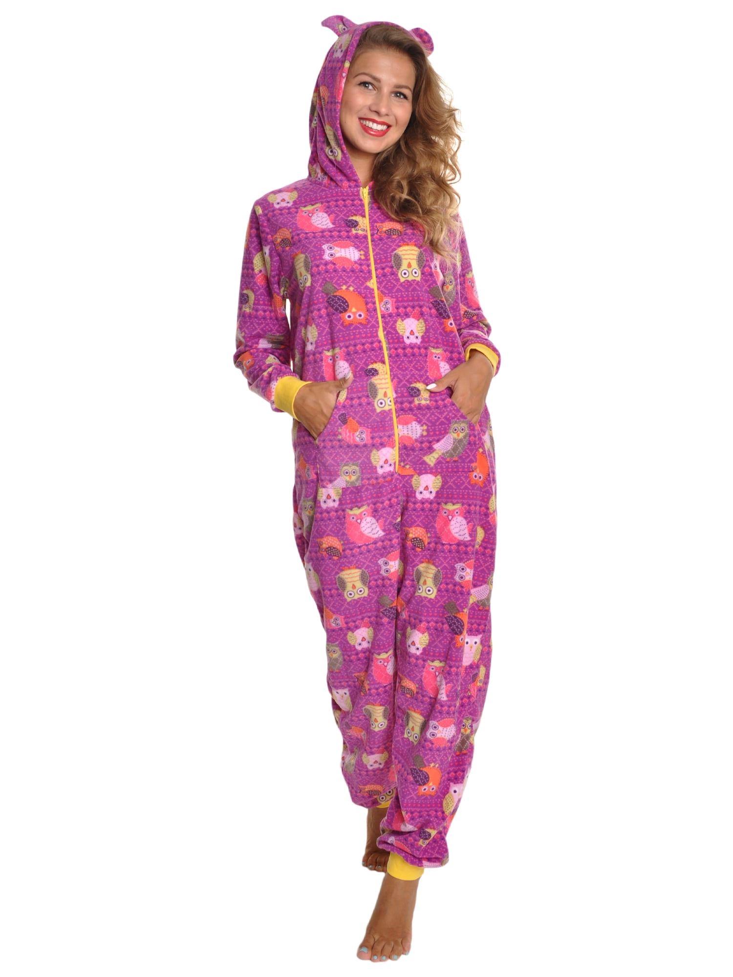 Angelina Women's FLEECE Novelty OnePiece Hooded Pajamas (1Pack
