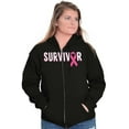 thumbnail image 4 of Breast Cancer Survivor Pink Ribbon Womens Plus Size Graphic Zipper Hoodie Brisco Brands 2X, 4 of 5
