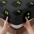 thumbnail image 3 of Queen Size Fitted Sheet Set - Halloween 3 Piece Bedding Sets 16" Deep Pocket Fitted Sheet with 2 Pillowcases, Black Spooky Green Eyes Ghost Floating Brushed Microfiber Hotel Luxury Bed Sheets, 3 of 9