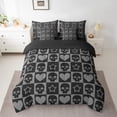 thumbnail image 2 of Erosebridal Square Geometry Bedding Full Size, Black Grey Bedding Sets Full Size, Gothic Skeleton Reversible Bed Set, Breathable Room Decorative, 7-Piece, 2 of 6