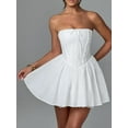 thumbnail image 2 of Gupgi Robe Corset pour Femmes Mini Robe Sans Bretelles avec Dentelle Couleur Unie Robe Tube Sans Manches Dos Nu Robes de Soirée Courtes, 2 of 8