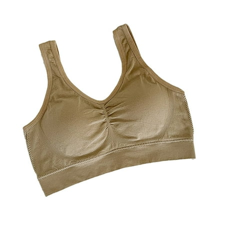 WCJM Women s Nylon Spandex Khaki nylon underwear Women s Large Size Casual Simple Latex Fixed Cup Bra Soft And Skin Friendly Comfortable To The Body.